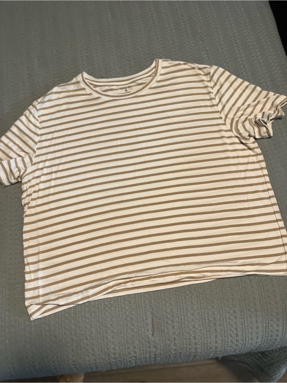 Lou and Grey Striped Cream and Tan Short Sleeve Tee